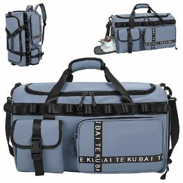 Спортивна сумка для подорожей 65л з відділенням для взуття та мокрих речей, містка сумка в зал та для плавання, синя