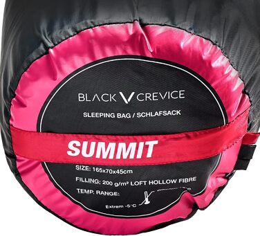 Дитячий спальний мішок Black Crevice Pink 165см - водонепроникний, дихаючий, для кемпінгу з чохлом