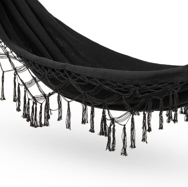 Гамак подвійний 200x150 см, бавовна, до 200 кг, Boho стиль, для саду, балкону, тераси, чорний