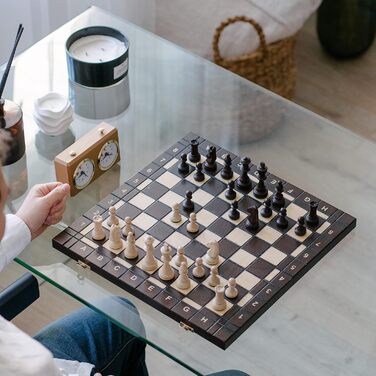 Турнірні шахи з дерева Master of Chess, шахівниця 42 см, фігури Стаунтон №4, шахівниця з випаленими та бруньованими полями, преміум якість