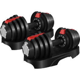Регульовані гантелі Yaheetech 12/16-в-1, 1.5-18 кг / 3-24 кг / 2-40 кг, швидка зміна ваги, для дому та фітнес-залу