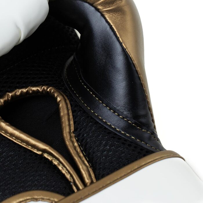 Боксерські рукавички Everlast Powerlock 2R для спарингу та тренування з мішком, з підтримкою зап'ястя, 4-шаровий шар, оригінальна екіпіровка Everlast (БІЛИЙ/ЗОЛОТО, 12OZ)