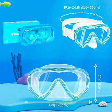 Дитячі окуляри для плавання MOMUSE з м'якою стрічкою, 3D-перемичкою, антифог та небитними лінзами для хлопчиків та дівчаток 3-14 років (Сині)