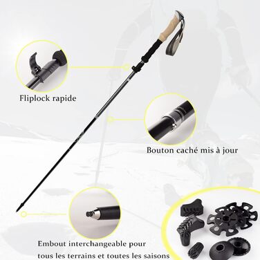 Тrekking-палиці Wanderstöcke: телескопічні палиці для ходьби та трекінгу, регульовані 110-130см, з металевим затвором та пробковими ручками