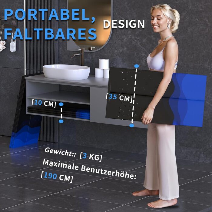 Портативна складана ванна для дорослих (80x66 см) - для відпочинку, душу, SPA, крижаного душу для спортсменів (чорний)