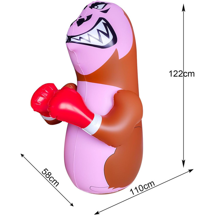 Дитячий боксерський мішок для ударів, стоячий мішок для кікбоксингу, боксерський манекен, надувний, для хлопчиків, спорт, подарунок, активний відпочинок на вулиці, ігри на подвір'ї (Орангутанг)
