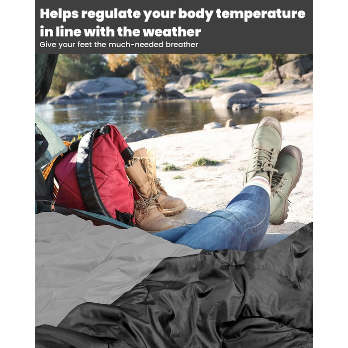 Сплячий мішок Outdoor Sportneer для дорослих та дітей - легкий, зручний для кемпінгу, походу, рюкзака. Розмір 220x75 см, чорно-сірий