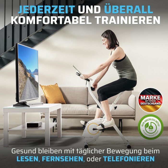 Складний велотренажер SportPlus для дому - тихий Hometrainer, компактний велобік, сумісний з додатком (Snow/Sun)