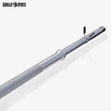 Штанга GORILLA SPORTS® хромована, Ø 30 мм, довжина 120/150/170 см, з 2 пружинними замками, навантаження до 200 кг – олімпійська штанга для тренувань