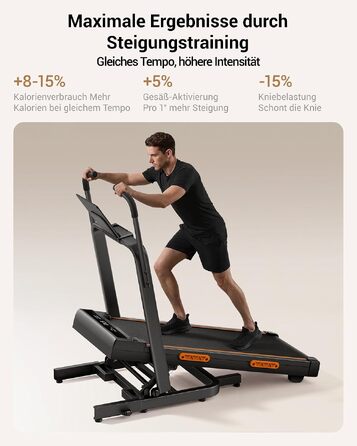 Бігова доріжка LONTEK Walking Pad з нахилом 40%, компактна доріжка для дому, швидкість до 10 км/год, чорна