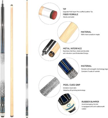 Набір кийків для більяру HomeSeason 58'' (4 шт.) - кийки для більярдного столу