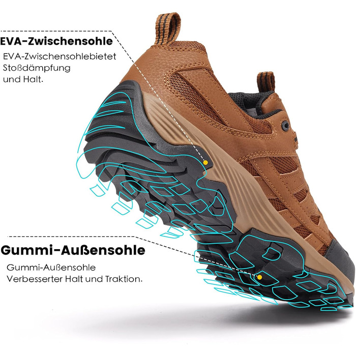 Чоловічі трекінгові черевики SHULOOK, водонепроникні, легкі, з антиковзкою підошвою, для хайкінгу та активного відпочинку (42 EU, жовтий)