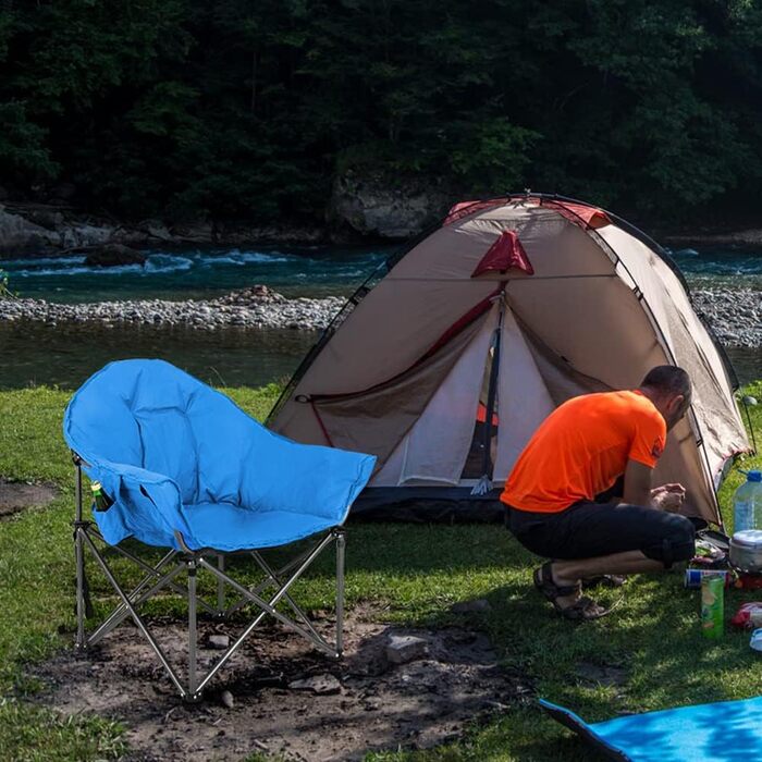 Крісло для кемпінгу High Point Sports Moon Chair XXL, розкладне, блакитне, до 150 кг