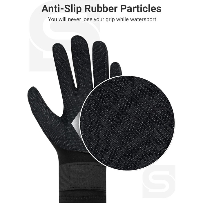 Рукавички з неопрену Sushall для чоловіків, 3 шт. - водолазні рукавички для дайвінгу, серфінгу, снорклінгу (L, чорний)