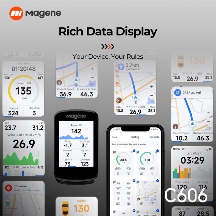 Велокомп'ютер Magene C606 з GPS, сенсорний екран 2,8