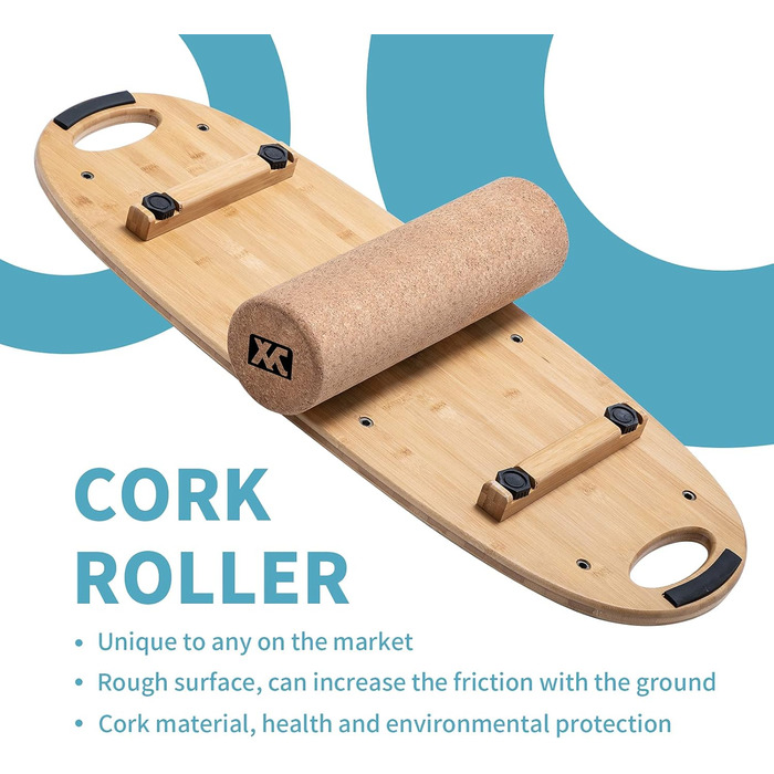 XCMAN Балансборд з бамбука з регульованими стопорами. 3 варіанти відстані. Для серфінгу, лиж, сноуборду, скейтбордингу