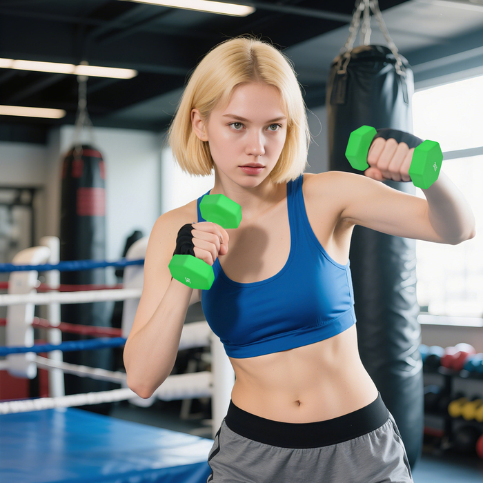 Набір гантелей 4 пари коротких гантелей з підставкою для зберігання, неслизькі ручки, 1-4 кг, шестигранні