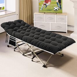 Складне кемпінгове ліжко YITAHOME для дорослих з матрацом, міцне та надійне, блакитне (чорний + матрац)