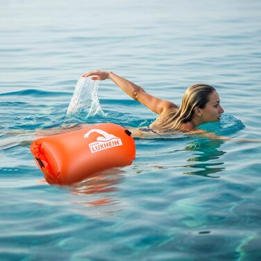 Буя для плавання 28L Schwimmen Boje Schleppschwimmer: Яскрава буя для відкритої води, Dry Bag, водонепроникна, надувна, з ПВХ, для триатлонів, помаранчевого кольору
