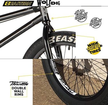 BMX велосипед Eastern Bikes Wolfdog 50,8 см, повністю хромолібденова рама, чорний