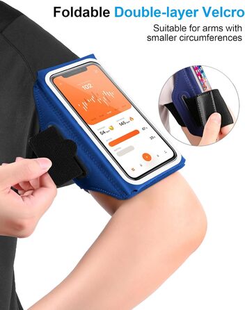 Спортивний браслет для телефону: тримач для iPhone 17/16/15/14/13 Pro Max, Galaxy S25/S24/S23 Ultra (до 6.9 дюймів), блакитний