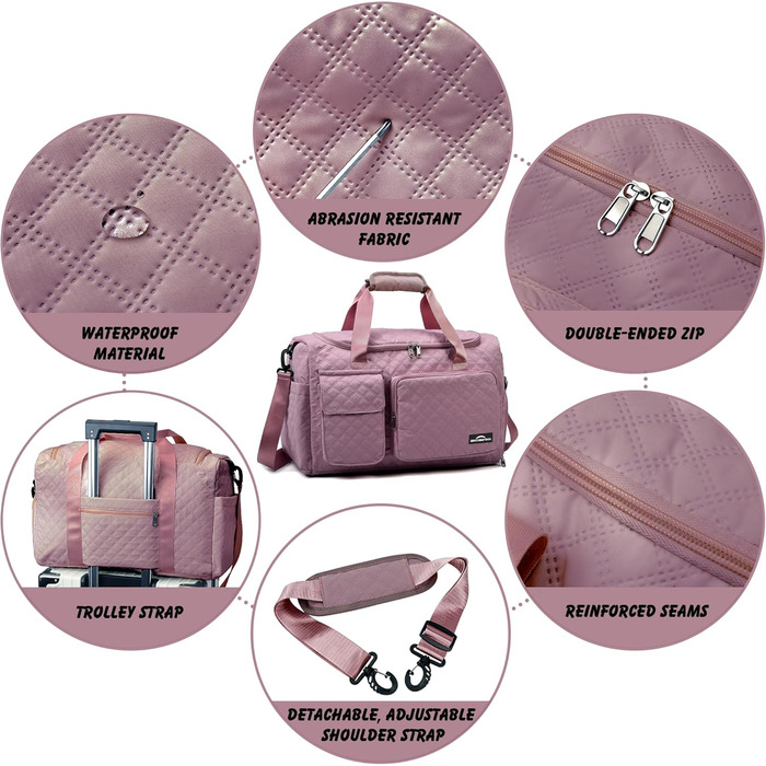Спортивна сумка для жінок та чоловіків з відділенням для взуття та мокрих речей, водонепроникна сумка для подорожей, йоги, залу та басейну (Колір: Бузковий)