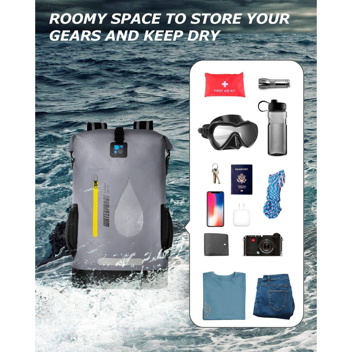 Водонепроникний рюкзак IDRYBAG 30L з PVC, для каякінгу, кемпінгу та подорожей (сірий)