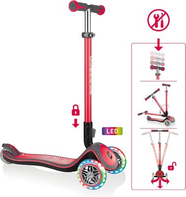 Дитячий самокат Globber Elite Roller, 3 колеса, LED, регульована висота, ABEC 5, для дітей від 3 років