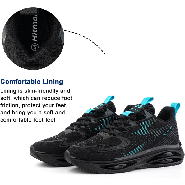 Чоловічі кросівки Hitmars для бігу та фітнесу: легкі, дихаючі, зручні (EU 39-46, чорний/сірий)