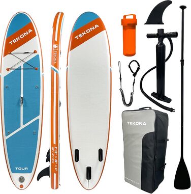 Надувна SUP-дошка TEKONA 300 см комплект: рюкзак, помпа, весло, 3 плавці, кріплення для каяка, різні моделі та кольори