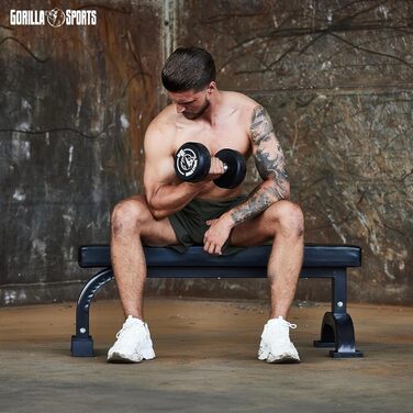 GORILLA SPORTS® Силова лава для жиму, до 400 кг, гумові ніжки, чорна — універсальна фітнес-лава для тренувань вдома, пресу та жиму лежачи