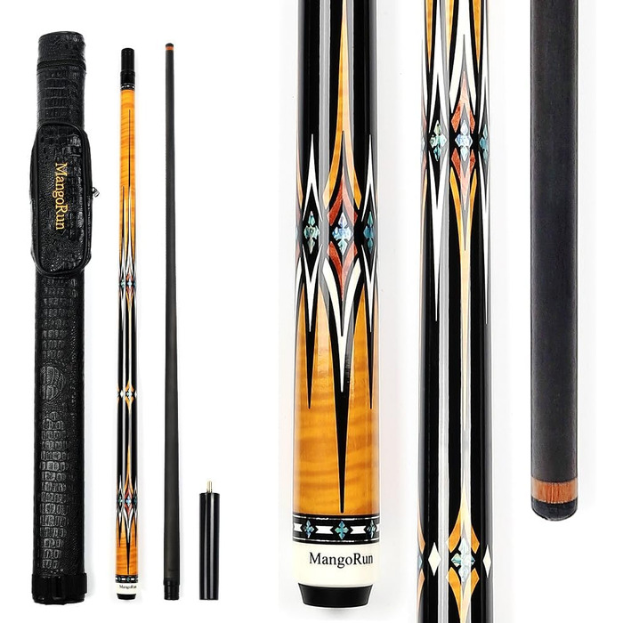 MangoRun Більярдний кий з карбону 12.5 мм, з чохлом, подовження, Orange