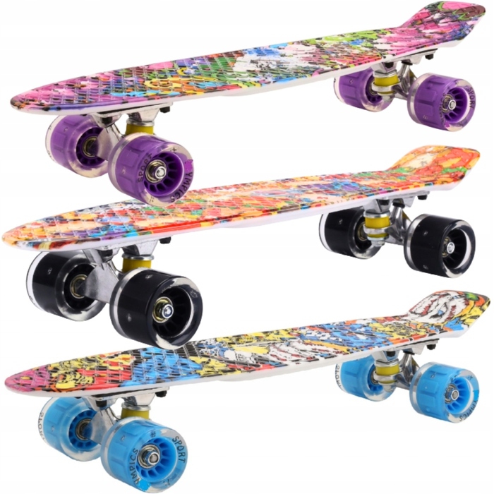Скейтборд Aurora FB graffiti, 56x14,5 см, колеса 60 мм 82A, підшипники ABEC-7, до 100 кг