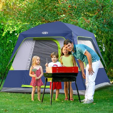 Намет кемпінговий Campingzelt для 4-8 осіб, водонепроникний з тентом, темно-синій 240x210x180 см для кемпінгу, туризму та трекінгу