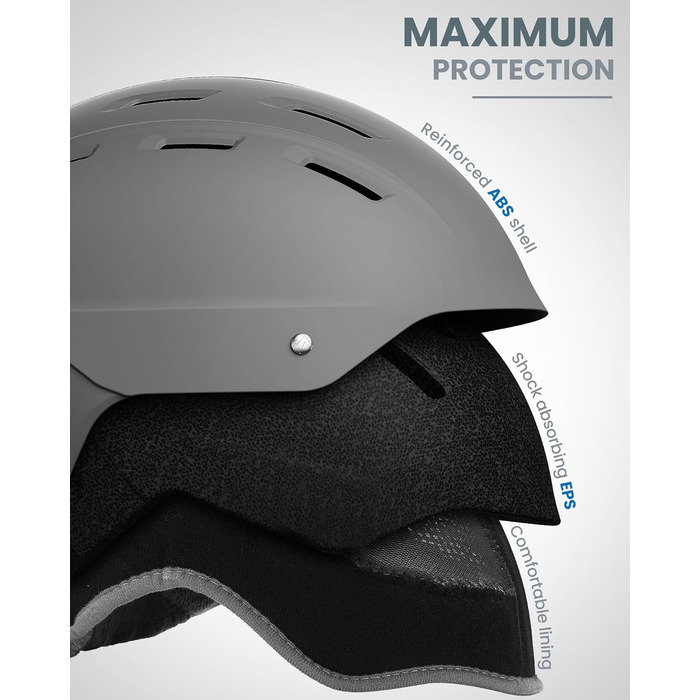 Шолом OutdoorMaster Kelvin II унісекс для сноубордингу та катання на лижах, сірий матовий (48-54 см)
