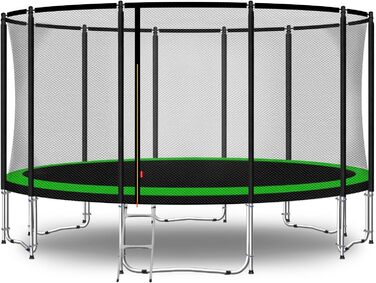 Трамплін Baunsal® Outdoor для саду, Ø 396 см (також 457 см), комплект для дітей, зелено-чорний