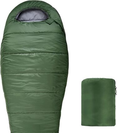 Сплячий мішок Amazon Basics для холодного клімату, для кемпінгу та піших прогулянок, легкий, мумієподібний, оливковий