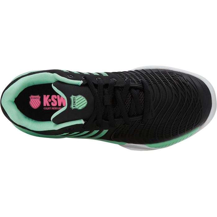 Жіноче тенісне взуття K-Swiss Express Light 3 Carpet - чорний, неон м'ята, неон пастельний рожевий (43 EU)