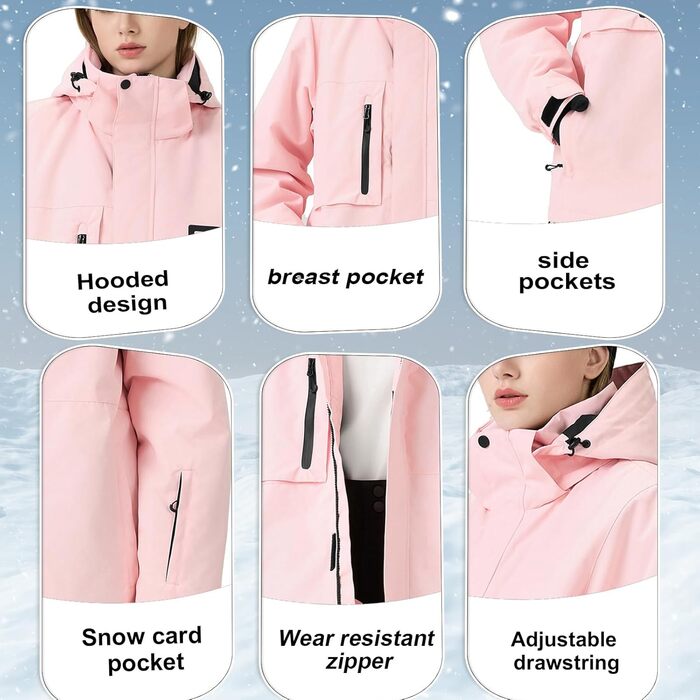 Жіночий сніговий костюм HOUZONIY: комплект куртки та штанів для сноубордингу та катання на лижах, водонепроникний, теплий, знімний капюшон, розмір M, кольори: зелений + чорний 2021