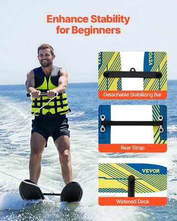 Воднолижне обладнання VEVOR для підлітків: комплект з регульованими кріпленнями X-7, подвійним тросом та знімною стійкою, до 136 кг