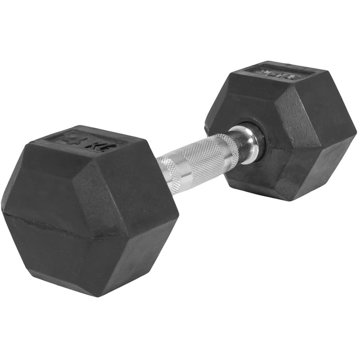 Гантелі шестигранні GORILLA SPORTS 42,5 кг, гумовані, гантелі для фітнесу і силових тренувань, з рифленою хромованою ручкою, чорні, нековзкі, чавун