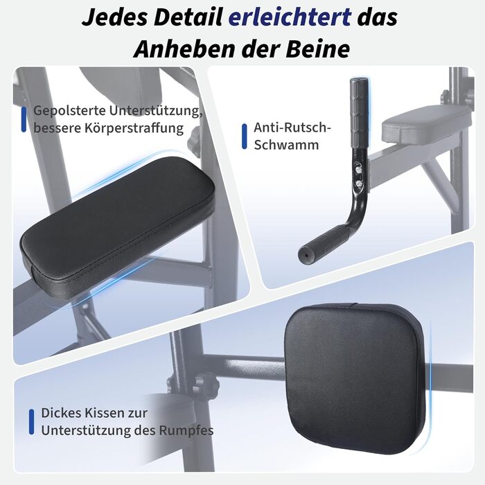 Багатофункціональний турнік Power Tower: стійка для підтягувань, брусів та вправ на прес, регульована висота, для домашнього тренажерного залу (Чорний)