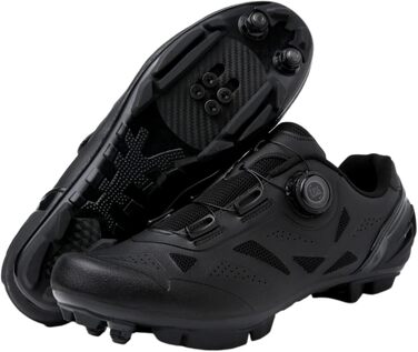 Велосипедні черевики MTB SPD для гірського велосипеда, чоловічі/жіночі, розмір EU 36-47, з поворотним кріпленням, з болтами та шипами, дихаючі, чорний (E, 38 EU)