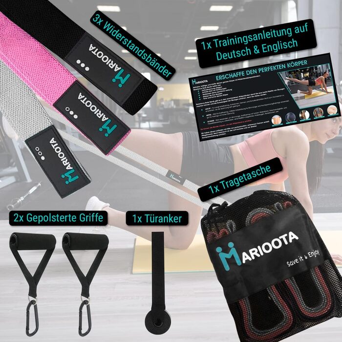 Набір з 3 еластичних стрічок опору – неслизькі, приємні до шкіри та еластичні – Стрічки опору для нарощування м'язів, йоги, пілатесу та тренувань всього тіла – можна прати, довговічні та з сумкою для перенесення. Довгі фітнес-стрічки (Сірий – Рожевий – Чо