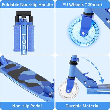 Самокат дитячий TONBUX Roller Kinder 6 років, з підсвіткою, регульованою висотою, складний, для дітей 5-12 років