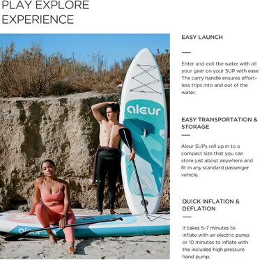 SUP дошка Aleur Explorer надувна з аксесуарами (рюкзак, весло, насос, ліш) 10'x32