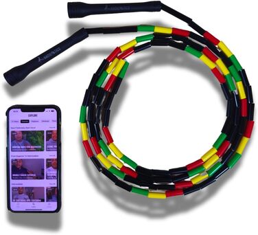 Стрибкове канат Elevate Rope Professional з перлинками, 3м, регульований, поліестер, для фрістайлу, кардіо та трюків, для всіх рівнів, для використання в приміщенні та на вулиці (Rasta)