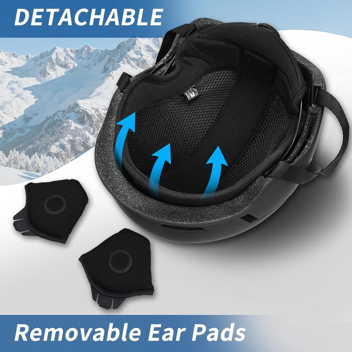 Шолом для сноуборду та гірських лиж з маскою, DXH816. Знімне кріплення, дихаючий, захист від ударів, UV-захист, регульований. Чорний матовий.