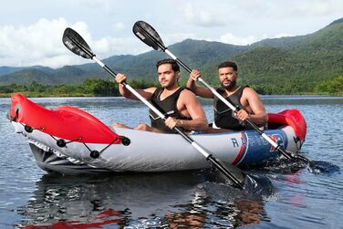 Каяк Hydro-Force Rapid X2 для двох осіб: надувний комплект з сидіннями, спинками, веслами, насосом та сумкою для перенесення