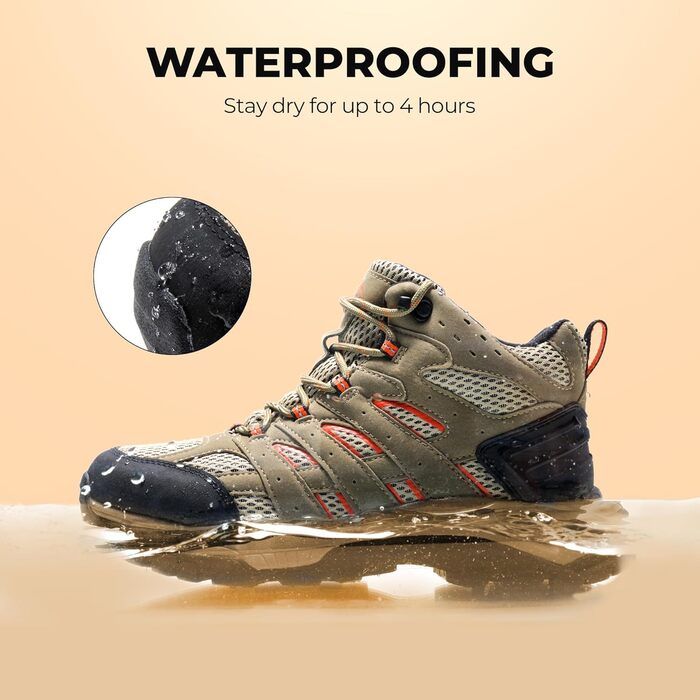 Жіночі трекінгові черевики NORTIV 8 (42 EU, широка колодка, коричнево-помаранчевий матовий)